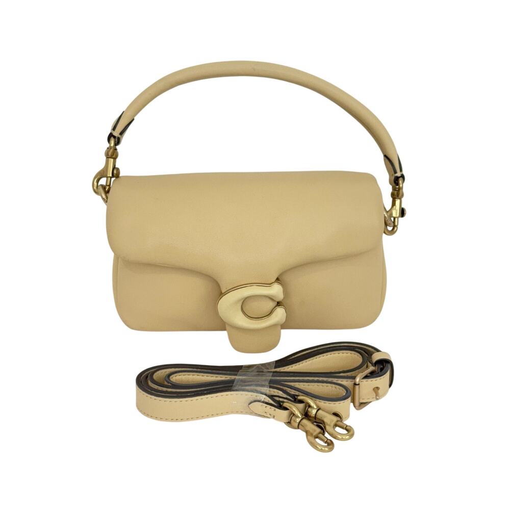 Coach Pillow Tabby 18 Ultra Soft Nappa Leather Shoulder Bag Vanilla Light Yellow
